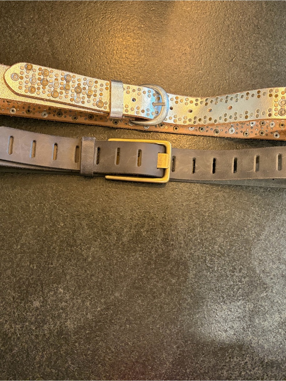 Free People belts size M/L Studded Silver Leather Belt and Brown belt - Picture 6 of 7